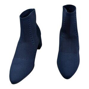 Eileen Fisher Honey Stretch Knit Ankle Booties- Size 9 - Navy Blue